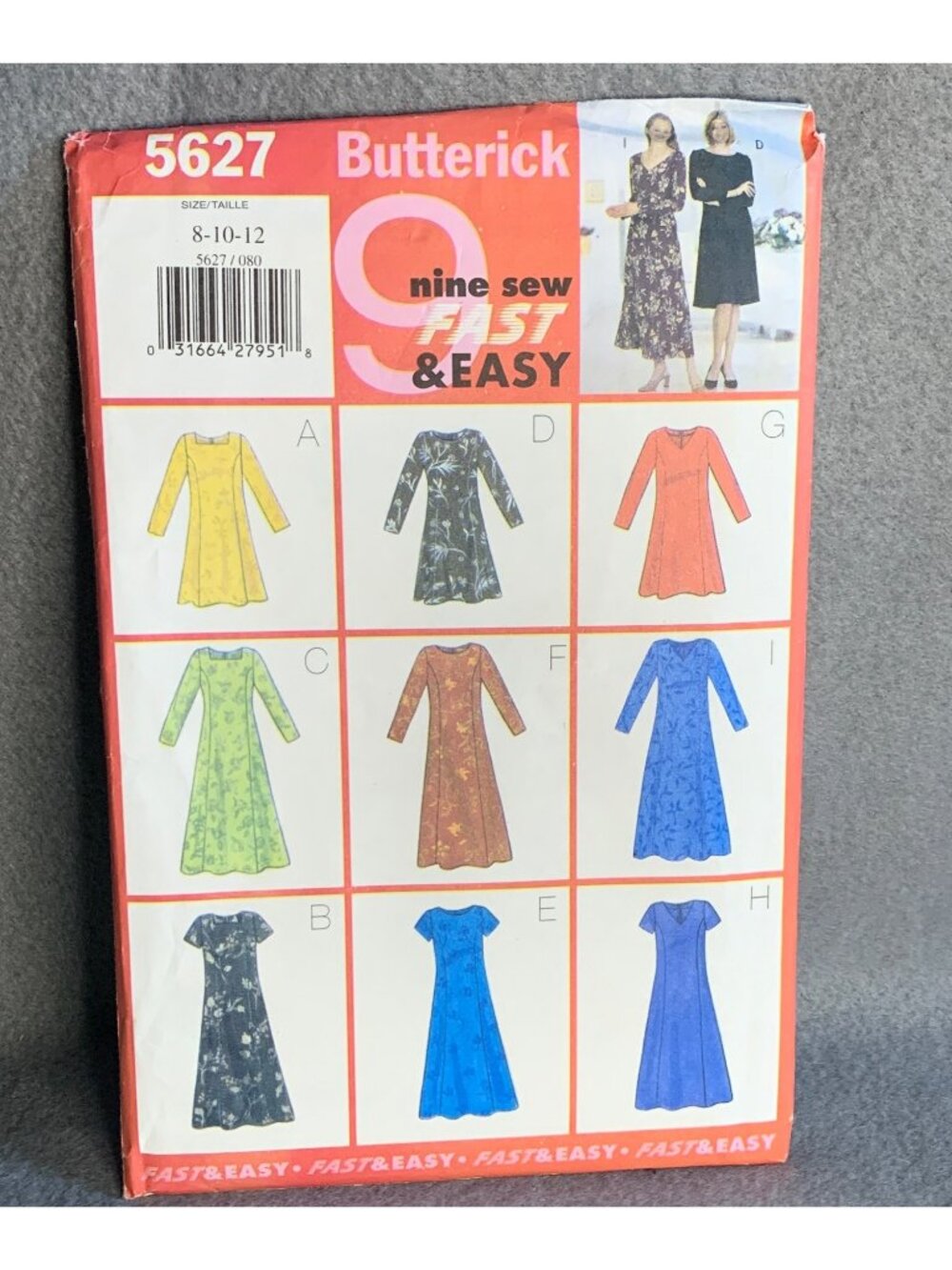 Butterick Misses Dress Sewing Pattern Size 8 10 12 5627 - Uncut 1990s